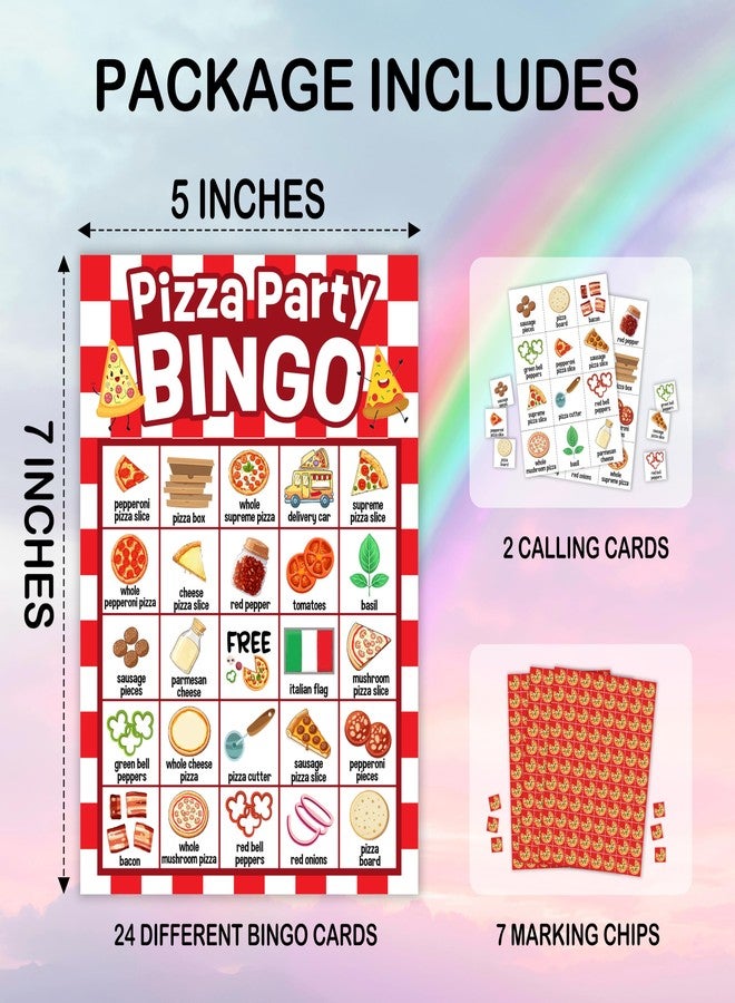 Mueddur Pizza Party Bingo Card, Pizza Bingo Set for Adults Large Group Family Friends, Sleepover Party Game, Gourmet Food Bingo Kit for Birthday, Holiday Games for 24 Players -05 - Image 2
